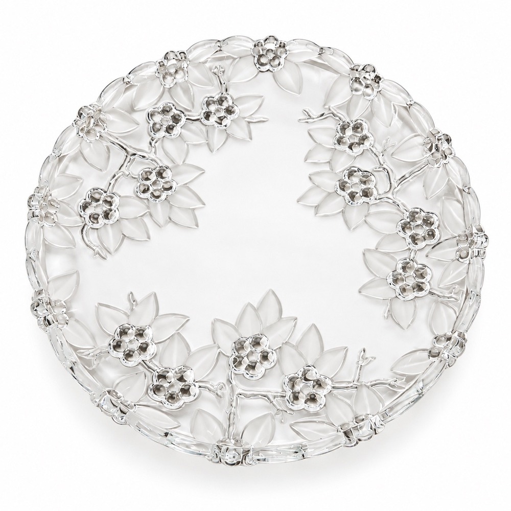 Mikasa Spring Crest Frosted Crystal Floral Round Serving Platter 12.5 Inch
